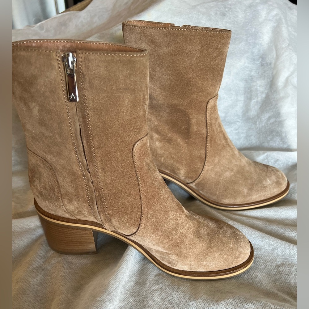 Aquatalia Tan Suede Waterproof Ankle Boots 8.5